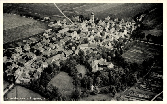 Postcard Irmelshausen Höchheim in Lower Franconia, aerial photograph