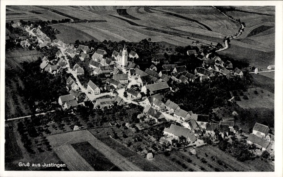 Ak Justingen Schelklingen Schwäbische Alb, Fliegeraufnahme