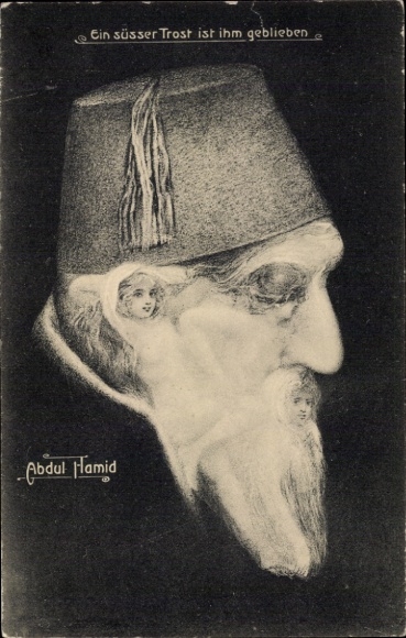 Postcard A sweet consolation remains for him, Abdülhamid II., Abdul Hamid, Metamorphosis