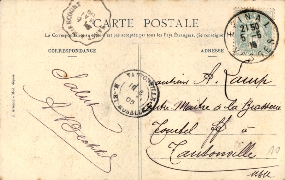 Letters Postcard Épinal Lorraine Vosges, partial views