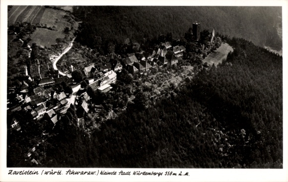 Postcard Zavelstein in the Black Forest Württemberg, aerial photography town, landscape, photo