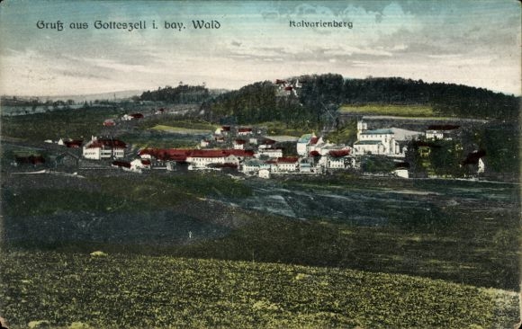 Postcard Gotteszell in Lower Bavaria, Panorama, Calvary