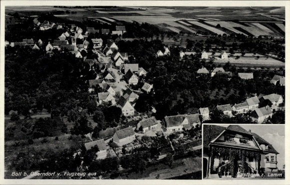 Postcard Boll Oberndorf am Neckar, aerial photograph, Gasth. z. Lamm