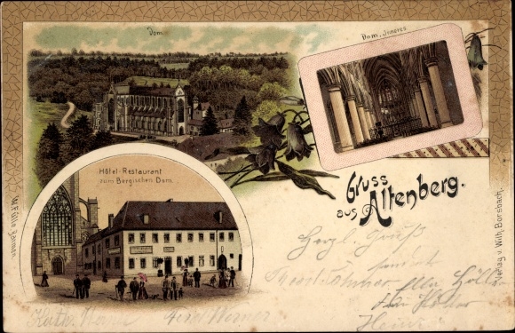 Litho Altenberg Odenthal Bergisches Land, Altenberger Dom, Hotel Restaurant zum Bergischen Dom