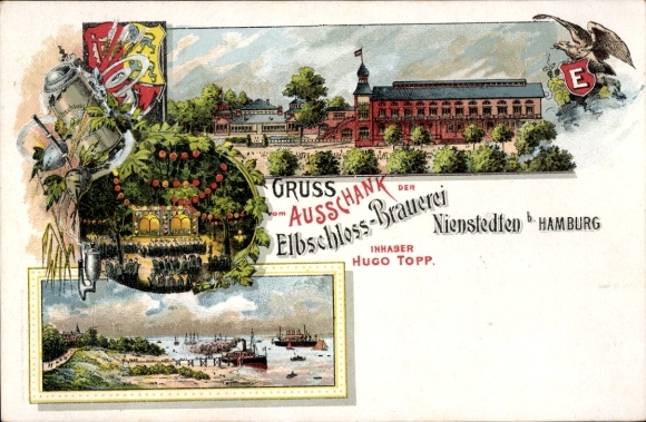 Coat of arms Chromo-Litho Hamburg Altona Nienstedten, bar of the Elbschloss brewery