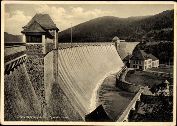 Postcard Edertal Nordhessen, dam of the Edertalsperre
