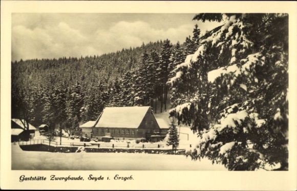 Postcard Seyde Hermsdorf in the Ore Mountains, Restaurant Zwergbaude