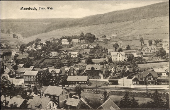 Ak Manebach Ilmenau in Thüringen, panorama vanaf de plaats