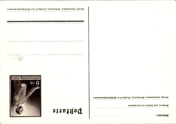 Postal stationery artist Postcard Klein, Only one can win and that is us, quote Adolf Hitler