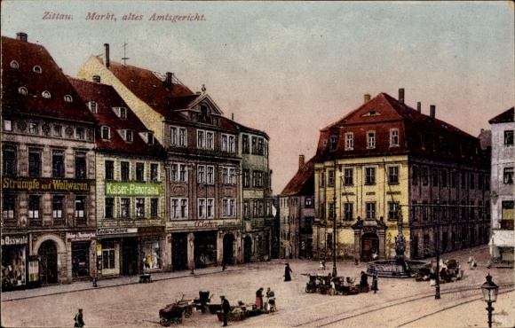 Ak Zittau in der Oberlausitz, Markt, Altes Amtsgericht, Kaiser Panorama