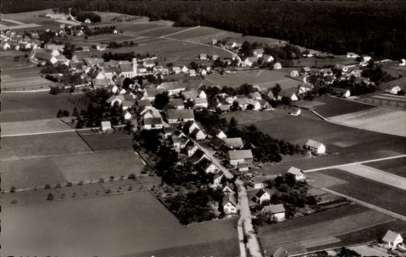 Postcard Boos in Swabia, aerial photograph