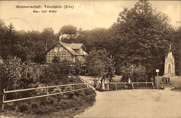 Postcard Tetzelstein Elm Schöppenstedt Lower Saxony, forestry
