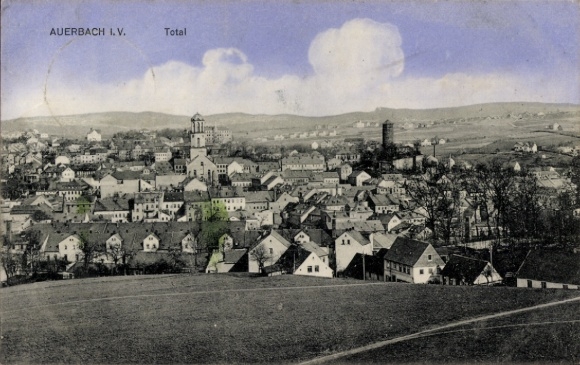 Postcard Auerbach im Vogtland, general view
