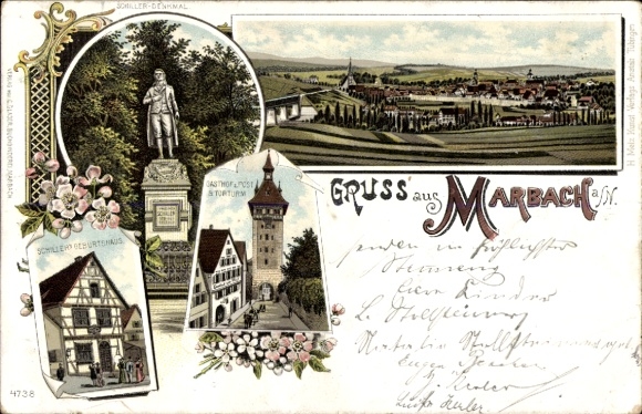 Tłoczona Litografia Liechtenstein, Flaga Narodowa, Powiewająca Flaga