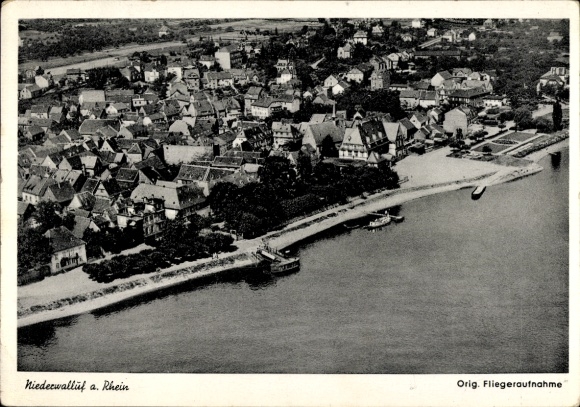 Postcard Niederwalluf am Rhein Hesse, aerial photograph