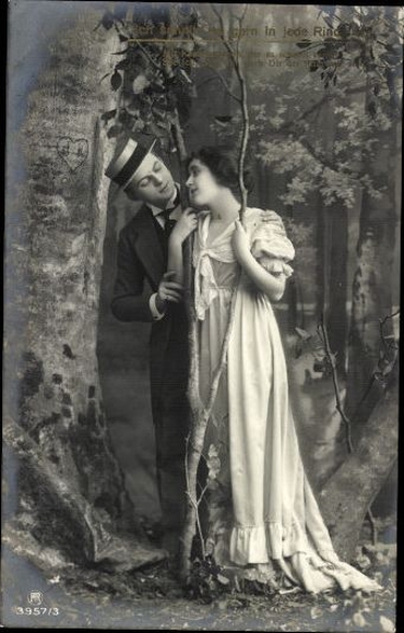 10 alte Ak "Ich schnitt' es gern in jene Rinde ein", Frauenportraits