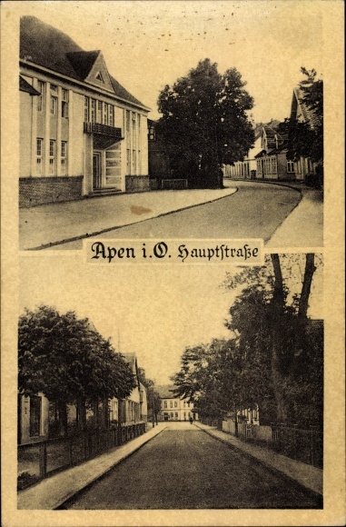 Postcard Apen in Oldenburg Ammerland, main street