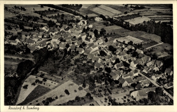 Postcard Rossdorf Roßdorf am Forst Strullendorf in Upper Franconia, aerial photograph