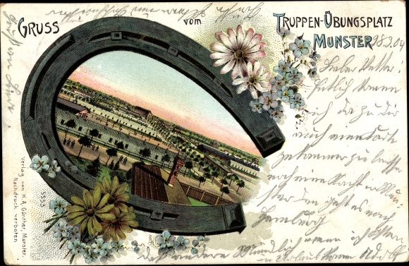 Horseshoe Chromo-Litho Munster in the Heidekreis, military training area, barracks