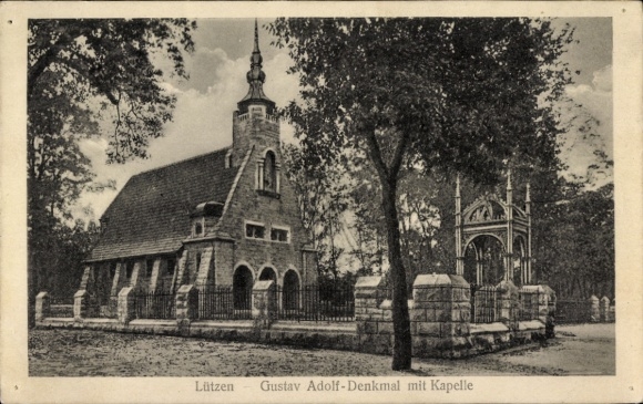 Ak Lützen im Burgenlandkreis, Gustav Adolf Denkmal mit Kapelle
