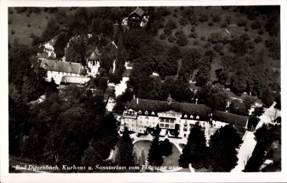 Postcard Bad Ditzenbach in Württemberg, aerial photograph of the spa and sanatorium