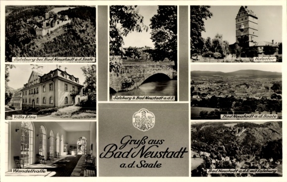 Postcard Bad Neuhaus Bad Neustadt an der Saale Lower Franconia, castles, buildings, landscape, Wandelhall