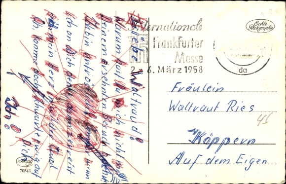 Postcard stamp language, flowers, yours forever, yours is my heart, Amag 70841