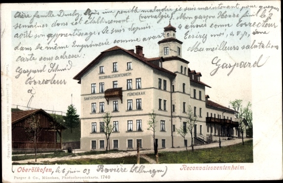 Postcard Oberölkofen Grafing near Munich, convalescent home medical association Munich AV