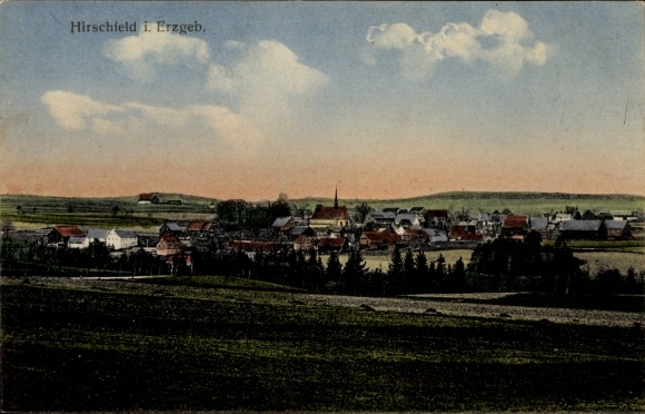 Postcard Hirschfeld in Saxony, Panorama