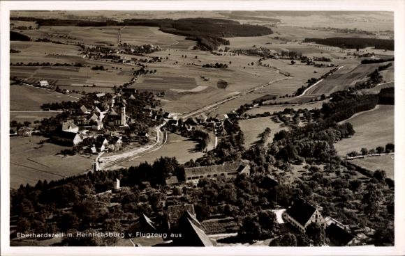 Postcard Heinrichsburg Eberhardzell in Upper Swabia Württemberg, aerial photograph