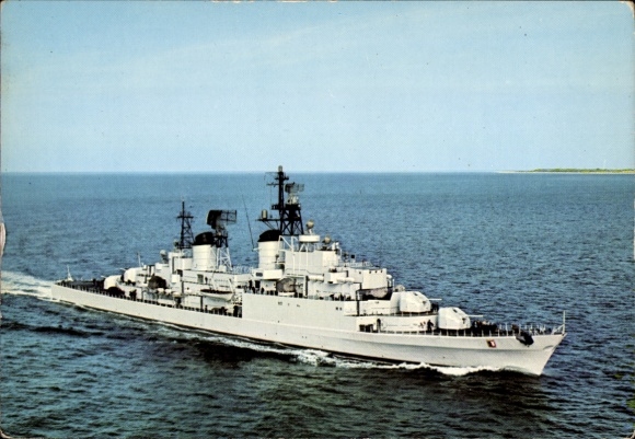 Postcard German warship, Hamburg class destroyer, German Navy