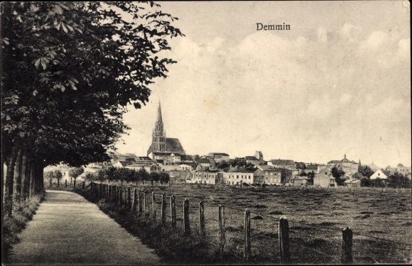 Ak Demmin in Mecklenburg, algemeen beeld, kerk