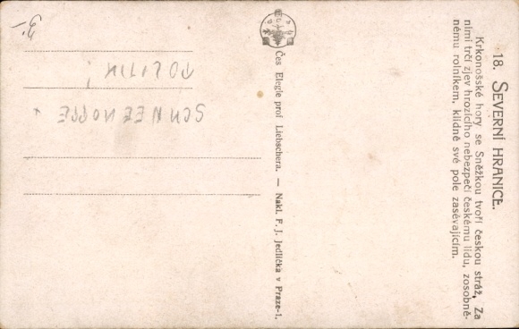 Artist Postcard Malá Úpa Kleinaupa Giant Mountains, Snezka, raised fist, sower in a field