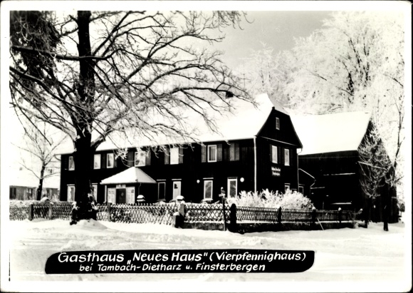 PC Tambach Dietharz in Thuringia, Inn Neues Haus (Vierpfennighaus), winter view