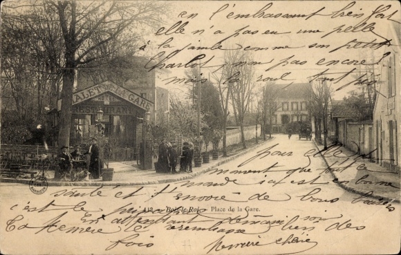Postcard Bois le Roi Eure, Place de la Gare
