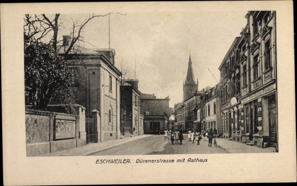 Postcard Eschweiler North Rhine Westphalia, Dürener Strasse, town hall