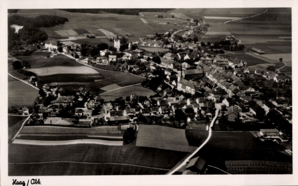Postcard Haag in Upper Bavaria, aerial photograph