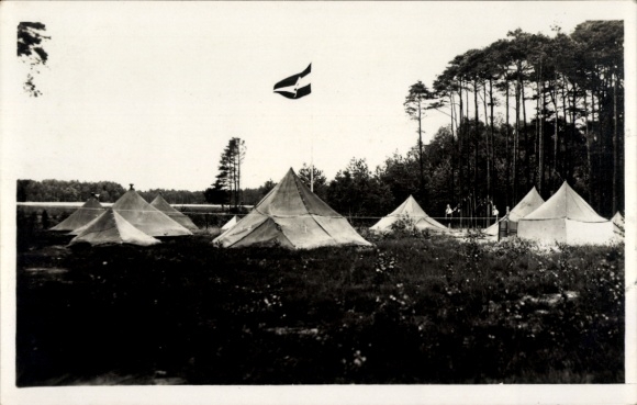 Photo Postcard Hitler Youth, tent camp
