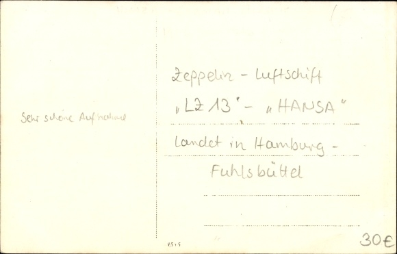 Photo Postcard Zeppelin airship LZ 13 Hansa, landing in Hamburg Fuhlsbüttel