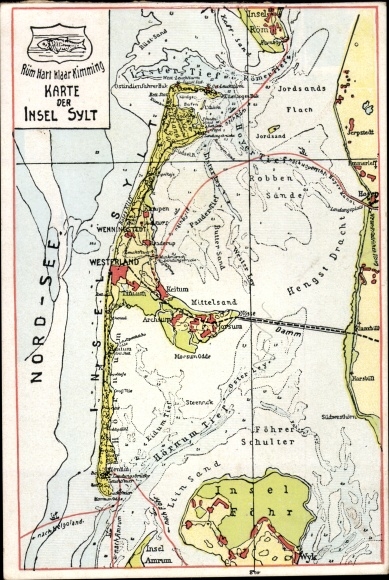 Maps PC Island of Sylt in North Friesland, Hengst Dracht, Island of Foehr, Hörnum Deep