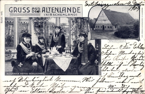 Ak Altes Land Kirschenland Niedersachsen, Altländer Kaffeegesellschaft, Bauernhaus