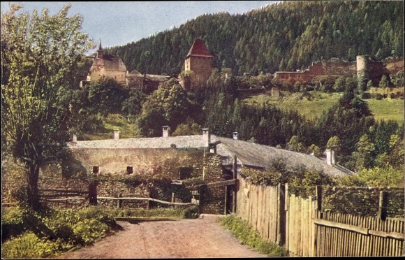 Postcard Friesach in Carinthia, ruin Petersberg