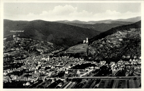 Ak Schriesheim an der Bergstraße, Gasthof Schauinsland, Fliegeraufnahme
