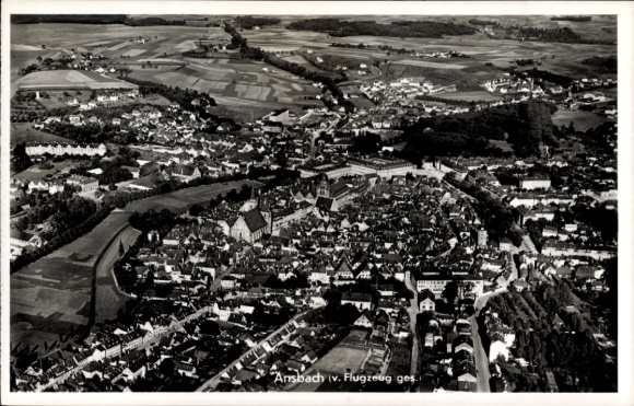 Postcard Ansbach in Middle Franconia Bavaria, aerial photograph