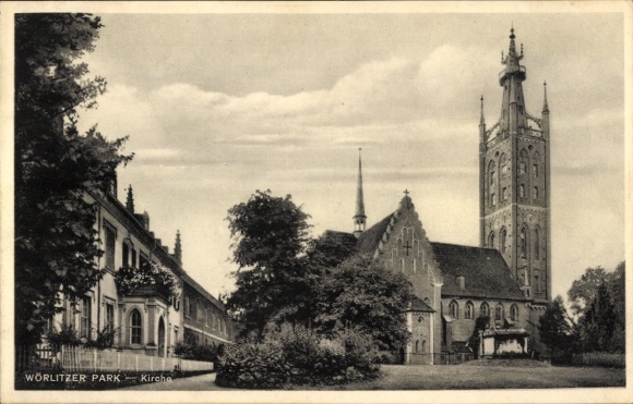 Ak Wörlitz in Anhalt, Wörlitzpark, kerk