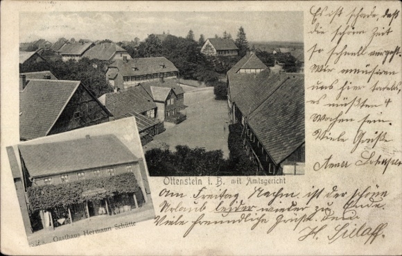 Ak Ottenstein in Niedersachsen, Teilansicht, Amtsgericht, Gasthaus Hermann Schütte