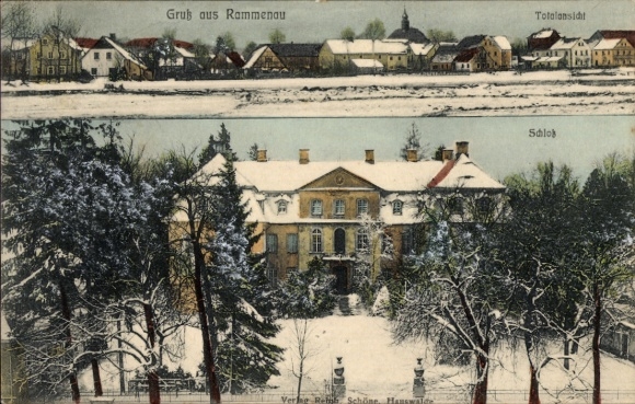 Ak Rammenau Sachsen, Totalansicht, Schloss, Winter