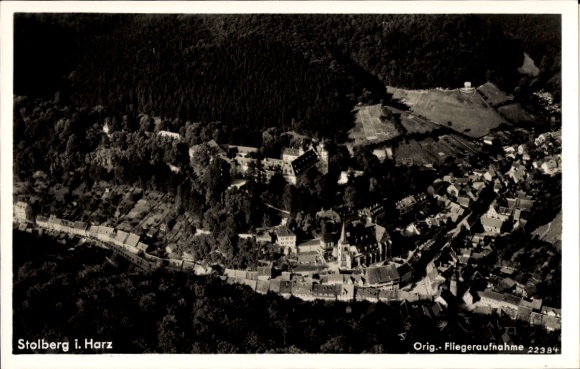 Postcard Stolberg in the Harz, aerial photograph