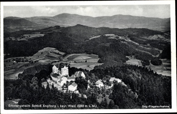 Postcard Tittling im Dreiburgenland Niederbayern, convalescent home Schloss Englburg, aerial photo
