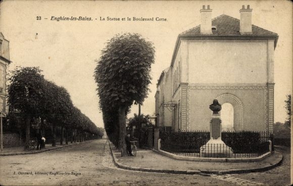 CPA Enghien les Bains Val d'Oise, La Statua i Boulevard Cotte